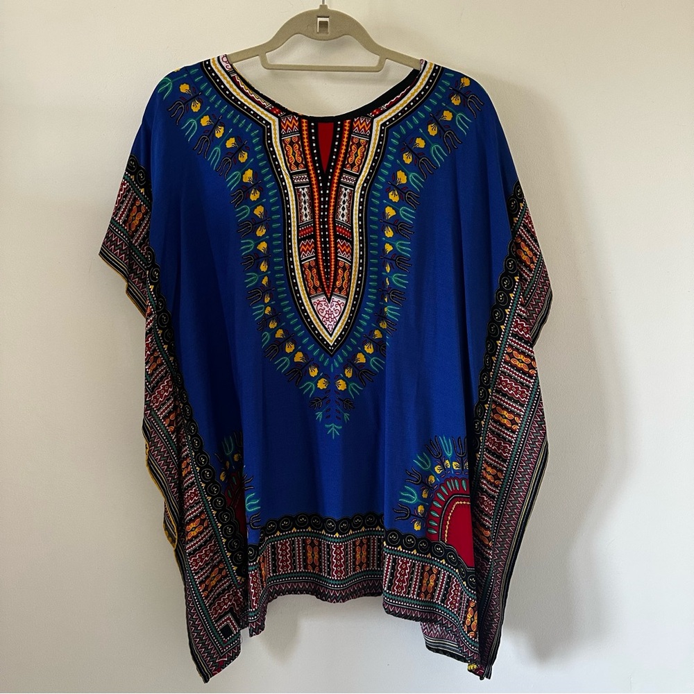 Blue African Dashiki Top NWOT